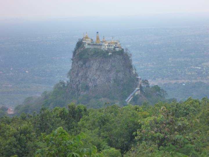We rode up to the Mount Popa Resort where we had drinks and enjoyed the misty view of a pagoda.